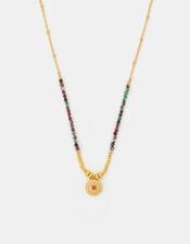 14ct Gold-Plated Bead Disc Pendant Necklace, , large
