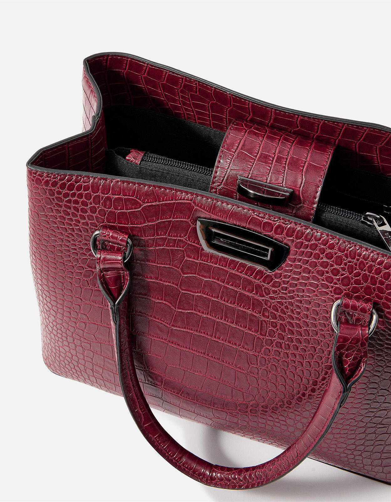Faux Croc Handheld Bag Red