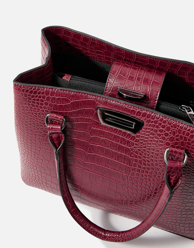 Faux Croc Handheld Bag Red