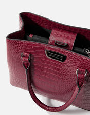 Faux Croc Handheld Bag, Red (BURGUNDY), large