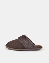 Suede Faux Fur Slippers, Brown (CHOCOLATE), large