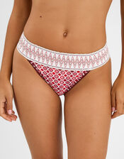 Tile Print Band Bikini Bottom, Red (RED), large