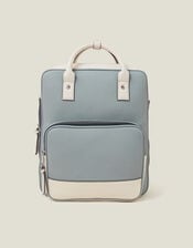 Colourblock Faux Leather Backpack, , large