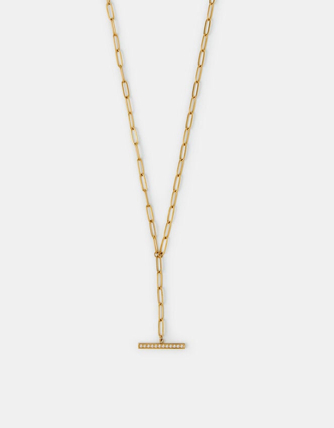 Stainless Steel T-Bar Lariat Necklace, , large