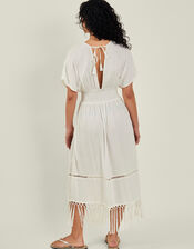 Embroidered Tassel Kaftan, Ivory (IVORY), large