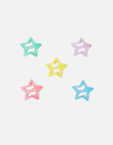 Girls Star Hair Clips 5 Pack, , large