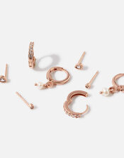 14ct Rose Gold-Plated Pearl Earrings 4 Pack, , large