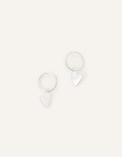 Recycled Sterling Silver Heart Charm Huggie Hoops, , large