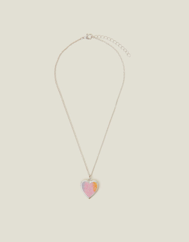 Girls Glitter Heart Locket Necklace, , large