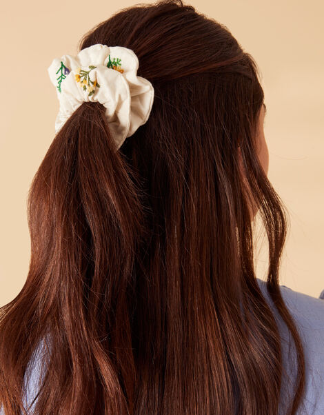 Embroidered Floral Scrunchie , , large