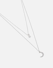 Platinum-Plated Celestial Layered Necklace, , large