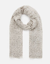 Neutral Leopard Print Scarf, , large
