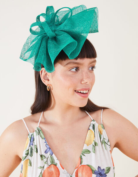 Jasmine Gathered Disc Sinamay Band Fascinator, Green (GREEN), large