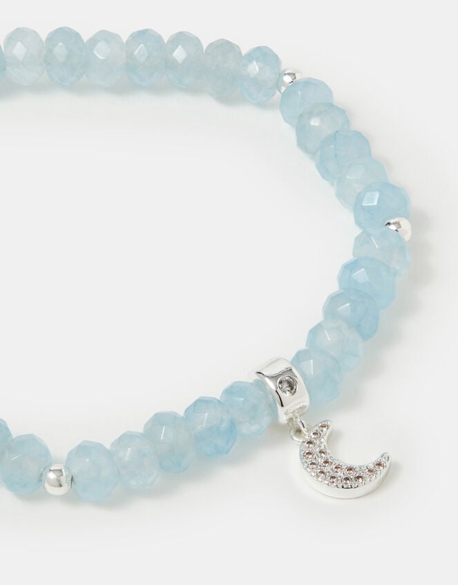 Sterling Silver-Plated Blue Quartz Beaded Bracelet, , large