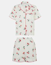 Cherry Print Short Pyjama Set, Ivory (IVORY), large