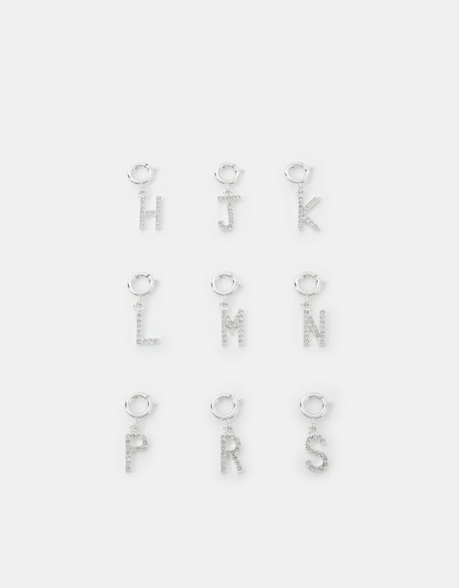 Diamanté Initial Jewellery Charm, Silver (SILVER), large