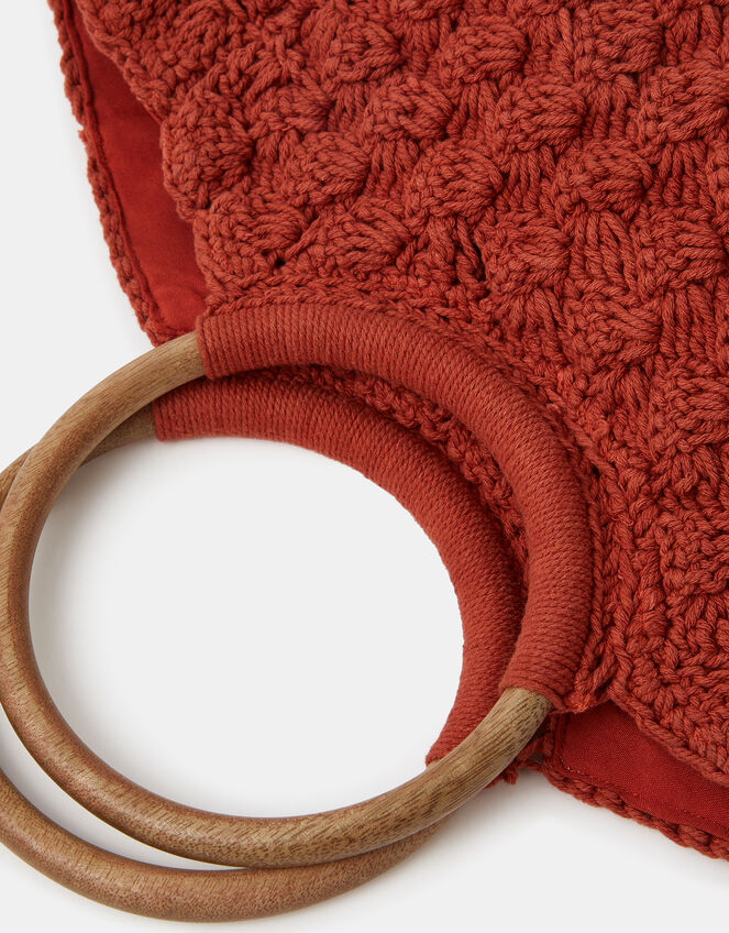 Wooden Handle Macramé Bag, , large