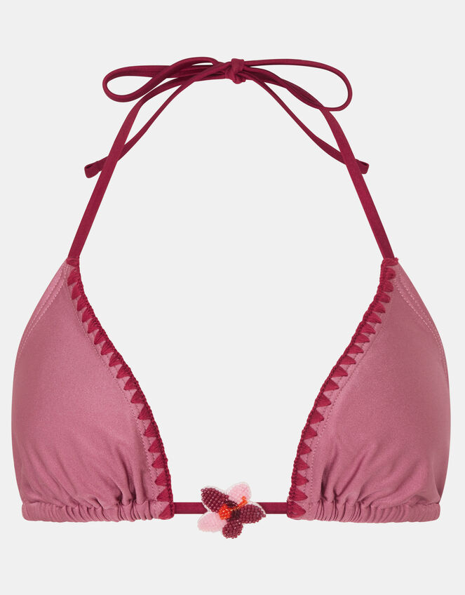 Whipstitch Triangle Bikini Top, Pink (PINK), large