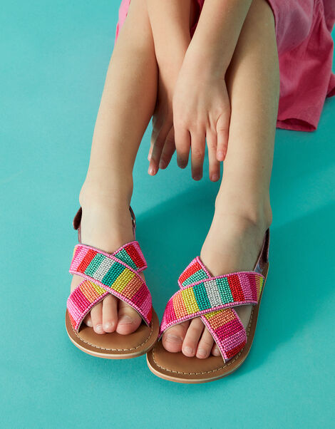 Kids Tropical Beaded Sandals, Multi (BRIGHTS-MULTI), large