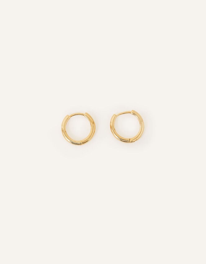 14ct Gold-Plated Plain Huggie Hoop Earrings&nbsp;, , large