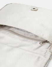 Embellished Fold Over Clutch Bag, Silver (SILVER), large