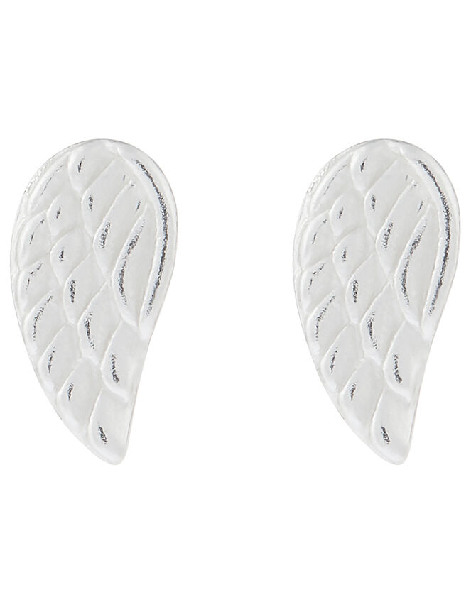 Sterling Silver Wing Stud Earrings, , large