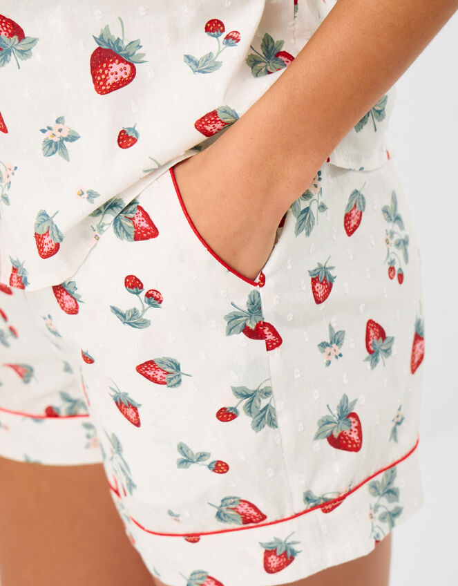 Strawberry Print Short Pyjamas Set, Ivory (IVORY), large