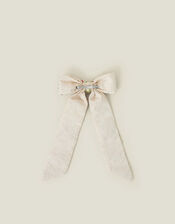 Embellished Bow Barrette Hair Clip, , large