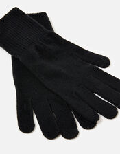 Long Cuff Touchscreen Gloves, Black (BLACK), large