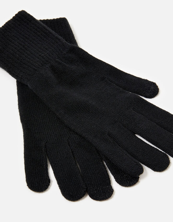 Long Cuff Touchscreen Gloves, Black (BLACK), large