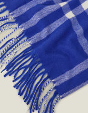 Check Blanket Scarf, Blue (BLUE), large