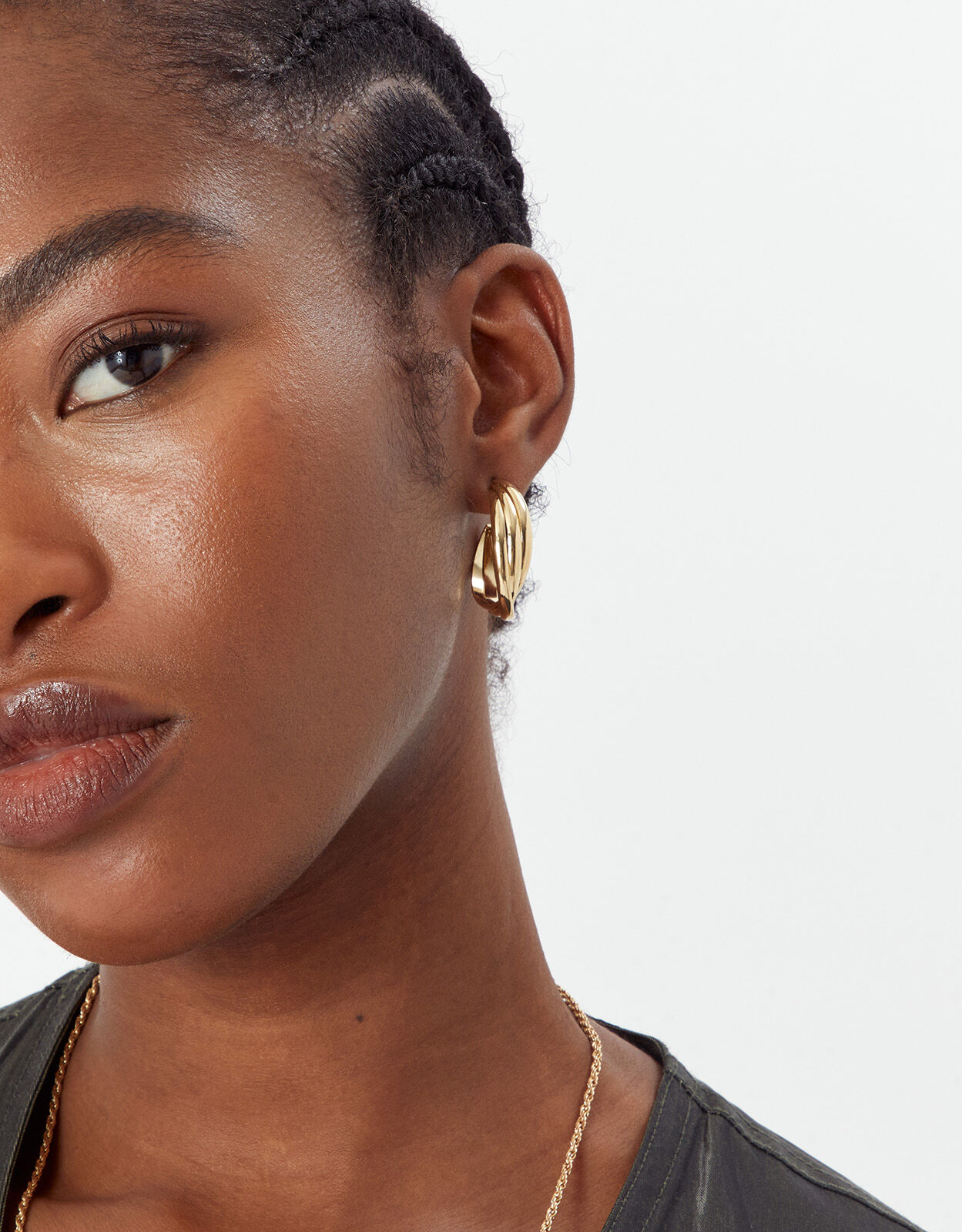 14ct Gold Plated Twisted Hoop Earrings Set of Two Z for