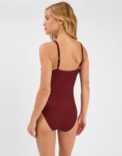 V-Front Shaping Swimsuit, Red (BURGUNDY), large