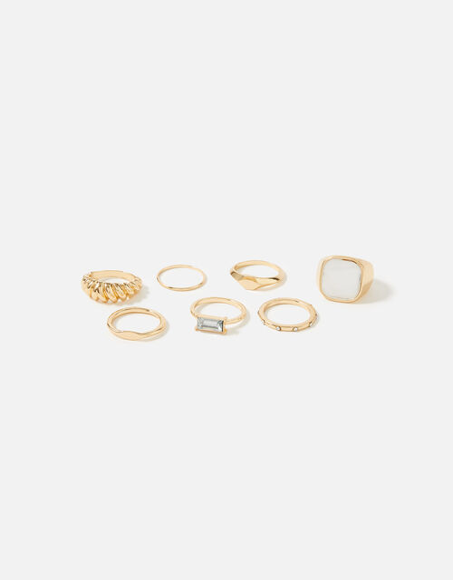 Reconnected Statement Signet Rings, Cream (PEARL), large
