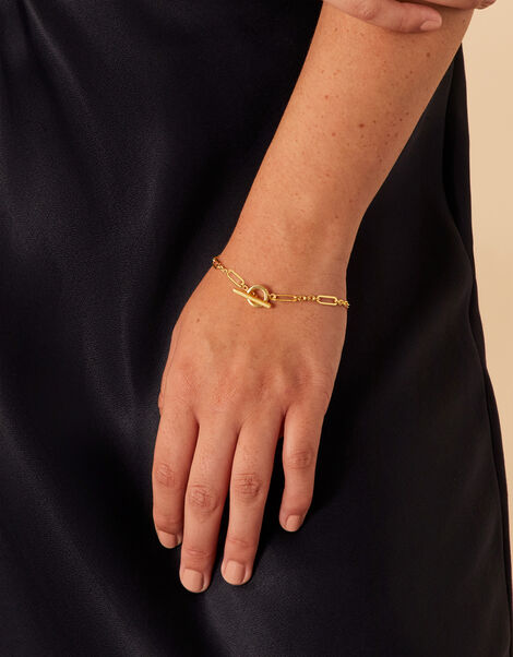 14ct Gold Vermeil Chunky T-Bar Chain Bracelet, , large