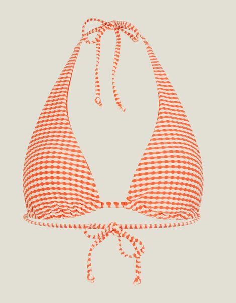 Seersucker Triangle Bikini Top, Orange (ORANGE), large
