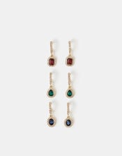 3-Pack Mini Gemstone Pav&eacute; Hoop Earrings, , large