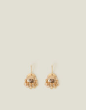 Small Hammered Disc Chandelier Earrings Gold, , large