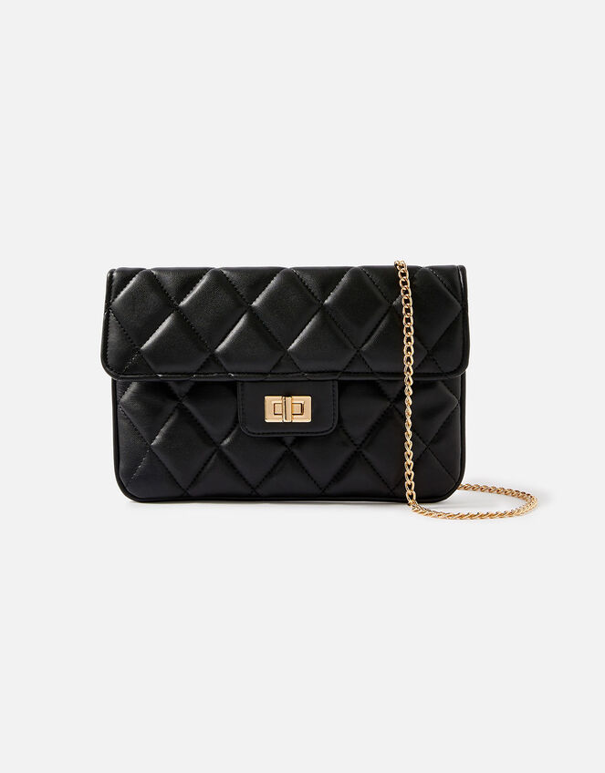 Quilted Clutch Bag, Black (BLACK), large