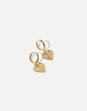 14ct Gold-Plated Heart Sunray Drop Earrings, , large