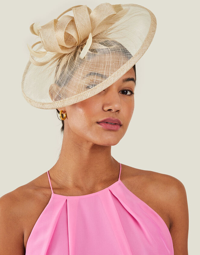 Bow Disc Fascinator, Natural (CHAMPAGNE), large