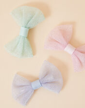 Party Bow Hair Clips Set of Three, , large