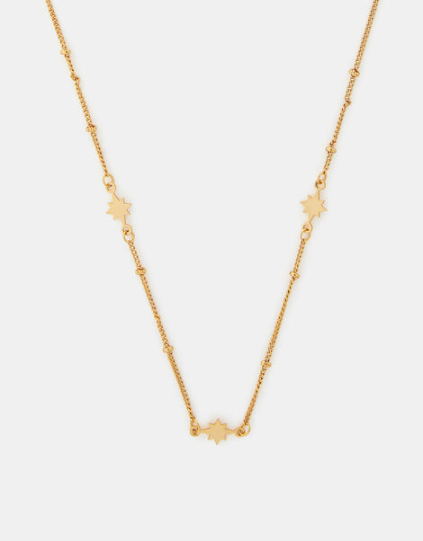 14ct Gold-Plated Star Station Necklace, , large
