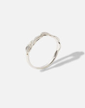 Sterling Silver Leaf Charm Ring, Silver (ST SILVER), large