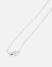 Sterling Silver Double Star Necklace , , large