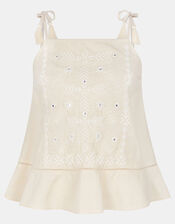 Mirror Embroidered Cami Top, Ivory (IVORY), large