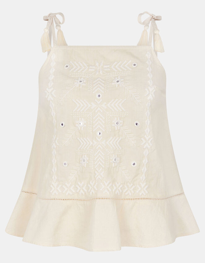 Mirror Embroidered Cami Top, Ivory (IVORY), large