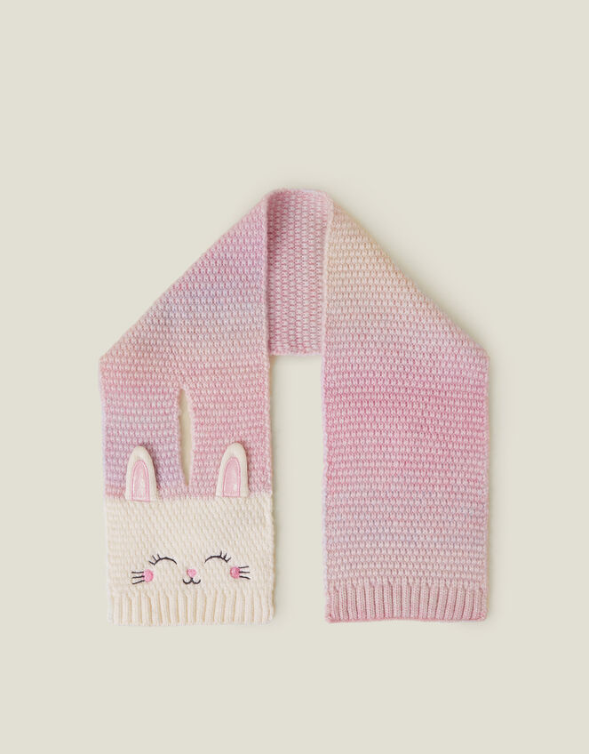 Girls Bunny Ombre Knit Scarf, , large