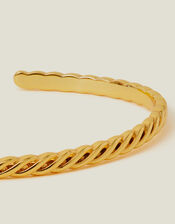 14ct Gold-Plated Twisted Bangle Cuff, , large
