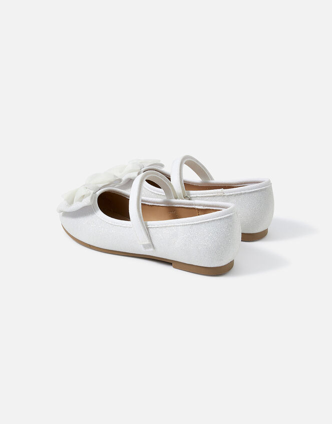 Girls Sparkle Ballerina Flats, Ivory (IVORY), large